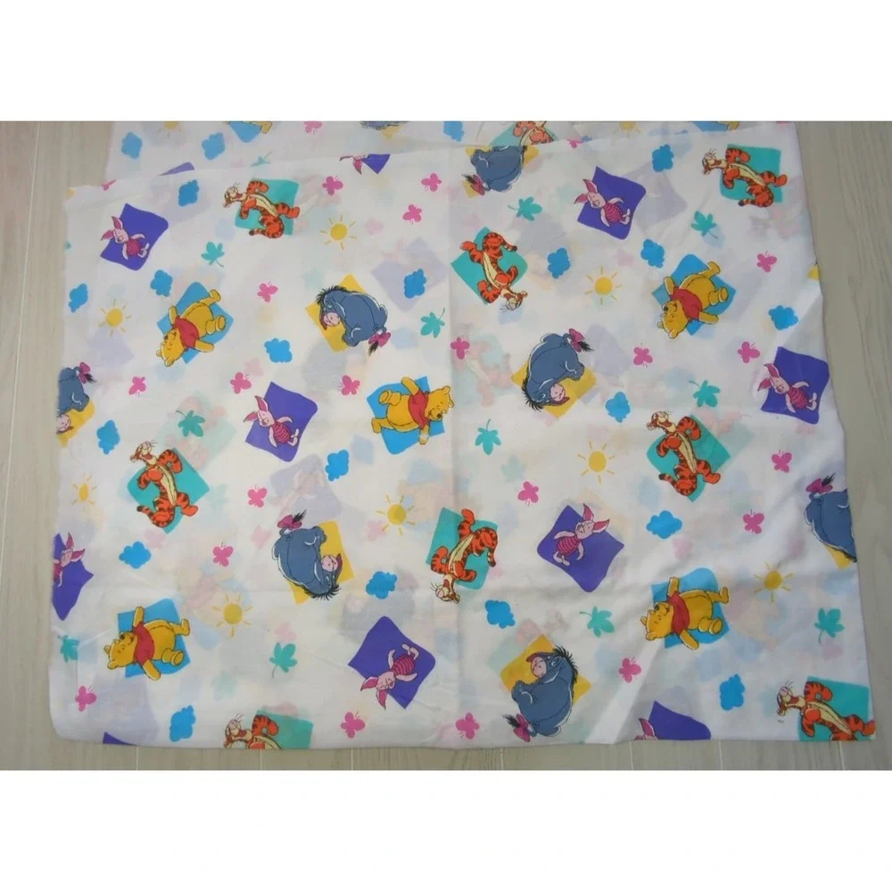 Vintage Winnie the Pooh squares butterflies Fabric piece part of sheet? 41x72 +